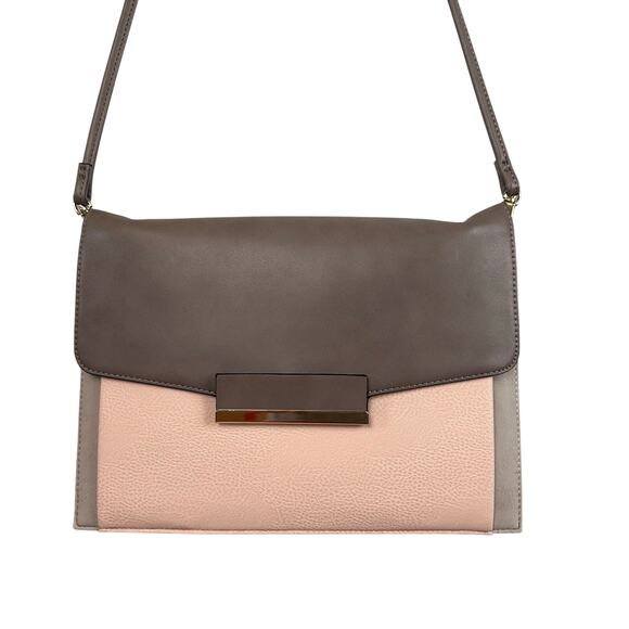 Mix No 6 Envelope Crossbody Cutch Purse Colorblock Pink Gray Snap Closure Modern - Picture 1 of 11